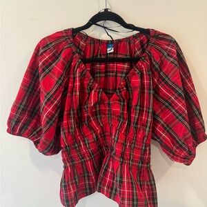 NWT! Old Navy Red Plaid Women's Top